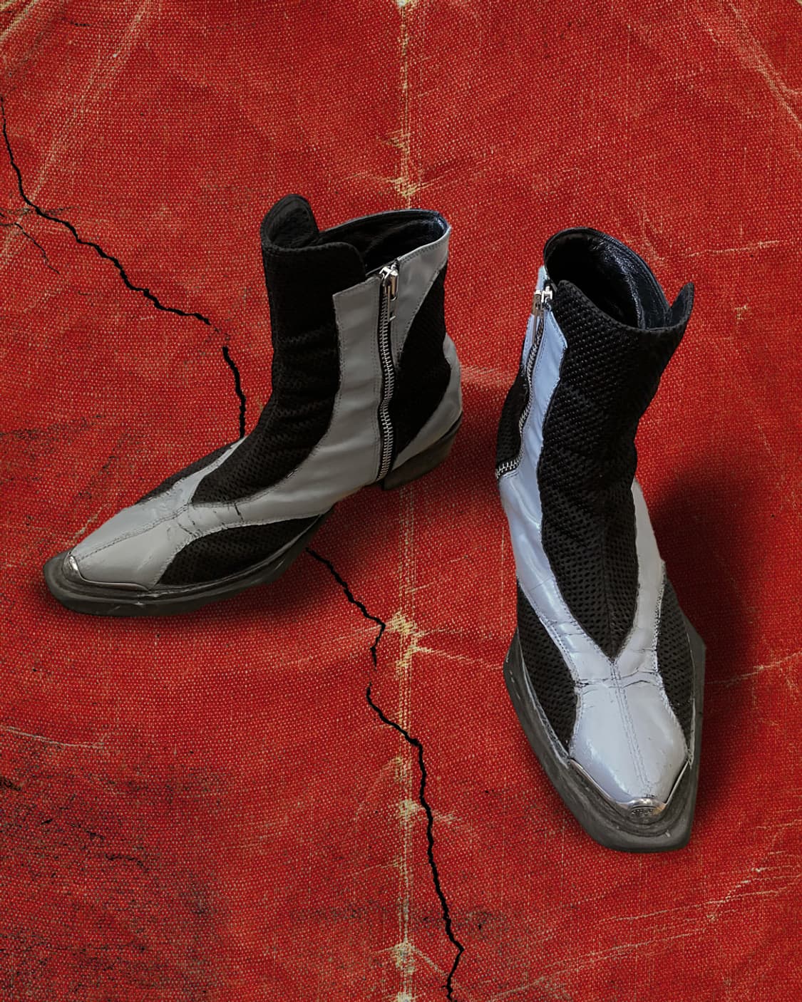 Japanese 90s 빈티지 크랙 패널 롱노즈 웨스턴부츠 275 상품이미지1