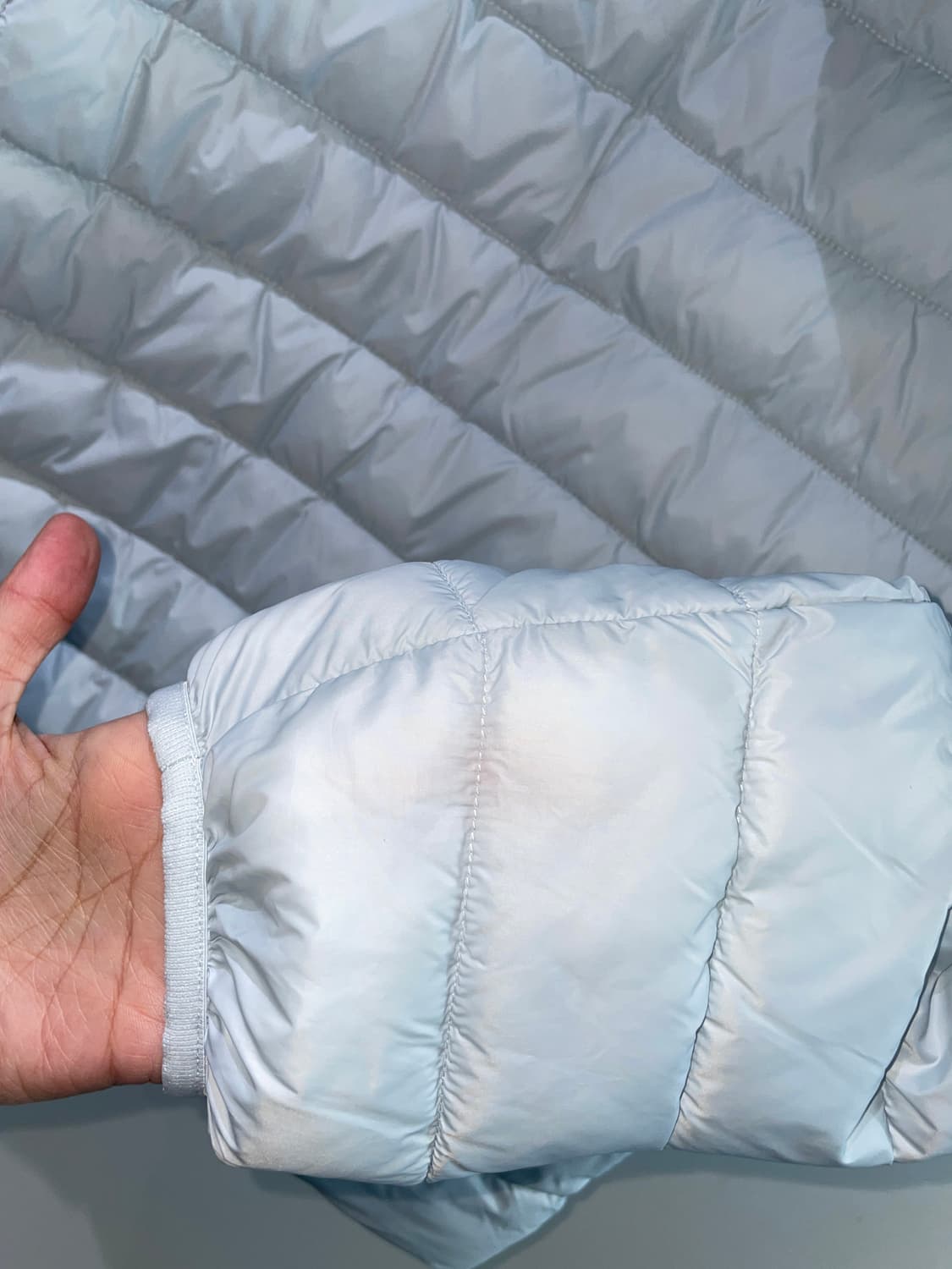 L) 스파오 경량패딩 씬라이트 후드 재킷 페일블루 상품이미지4