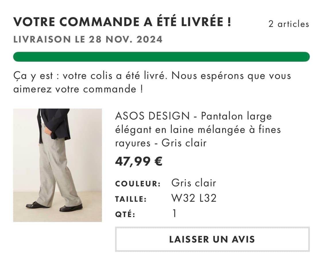 ASOS DESIGN 와이드 슬랙스 그레이 / W32 L32 상품이미지5