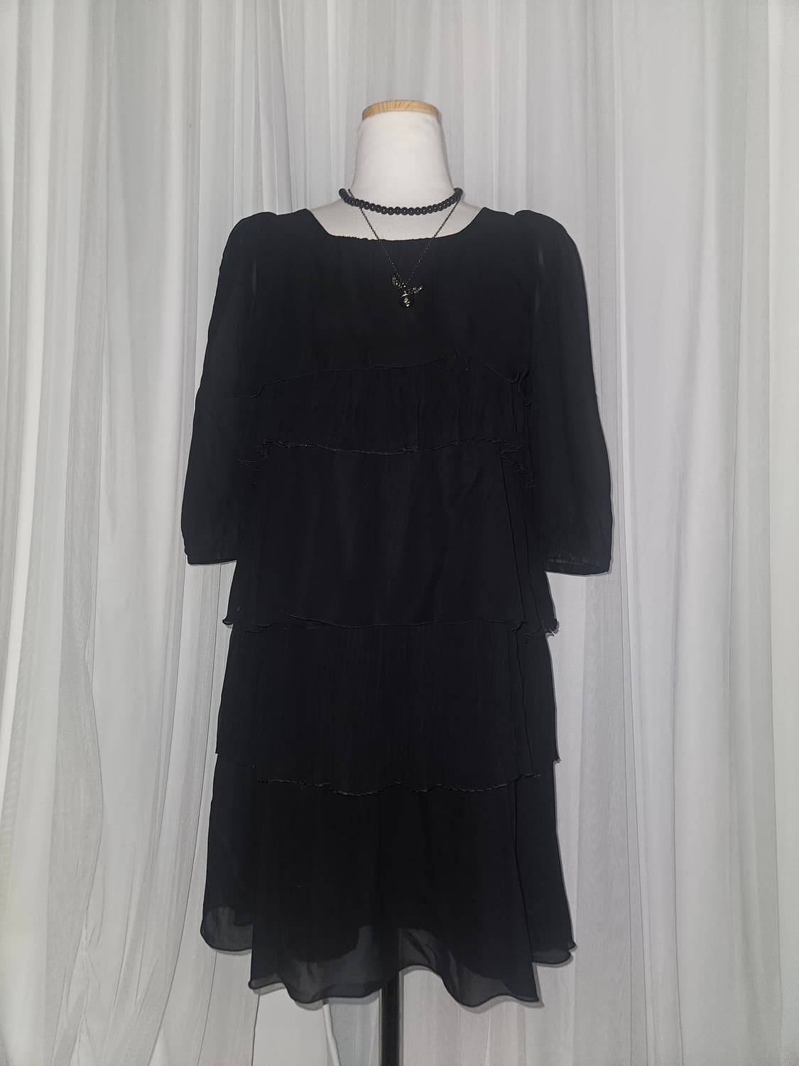 레이 빔즈 캉캉 쉬폰 블랙 빈티지 원피스 니혼진 공겜여주 히메갸루 고딕 상품이미지2