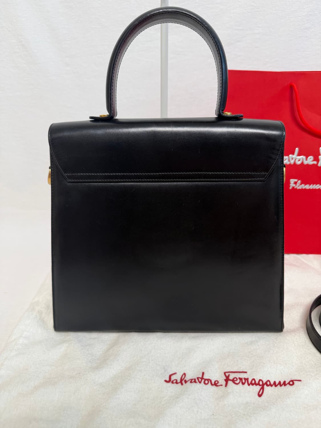 정품 페라가모 블랙 미디움 간치니백 탑핸들백 토트백 핸드백 차정원백 때 상품이미지5