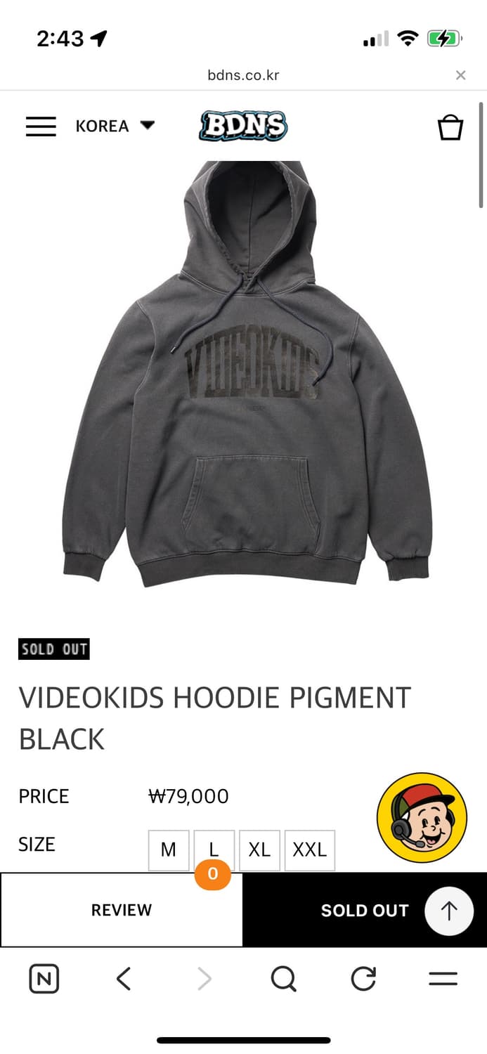 BDNS 빠더너스 비디오키즈 후디 피크먼트 블랙 M 상품이미지1