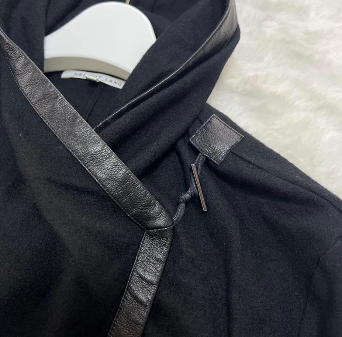 헬무트랭 하이넥 레더 트림 울 코트 상품이미지2