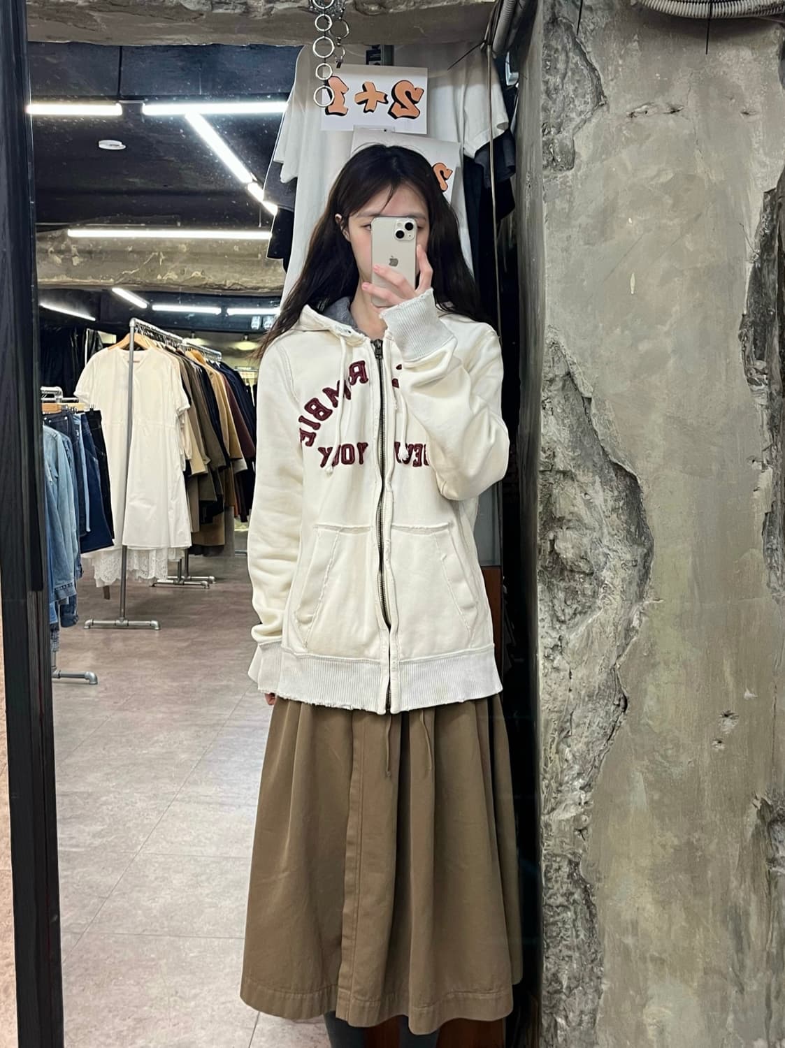 아베크롬비 기모 후드집업 화이트 M #csz3974 상품이미지2