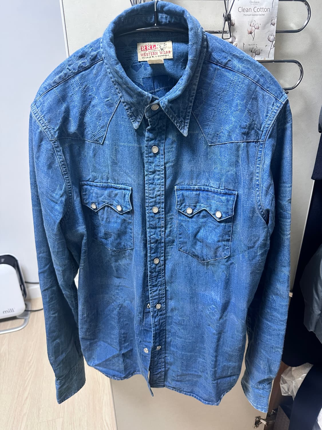 RRL 인디고 자카드 웨스턴 셔츠 M 상품이미지3