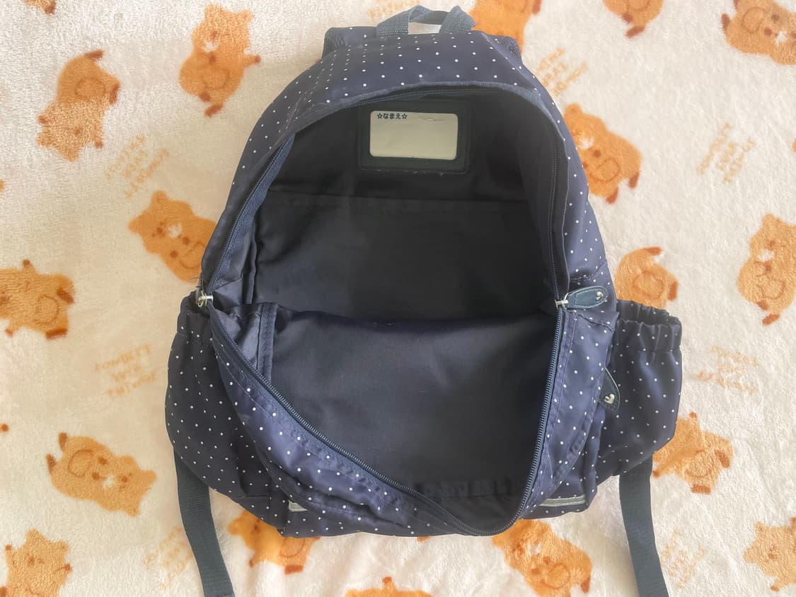 모리걸 빈티지 헬로키티 hello kitty 네이비 도트 백팩💙🤍 상품이미지4