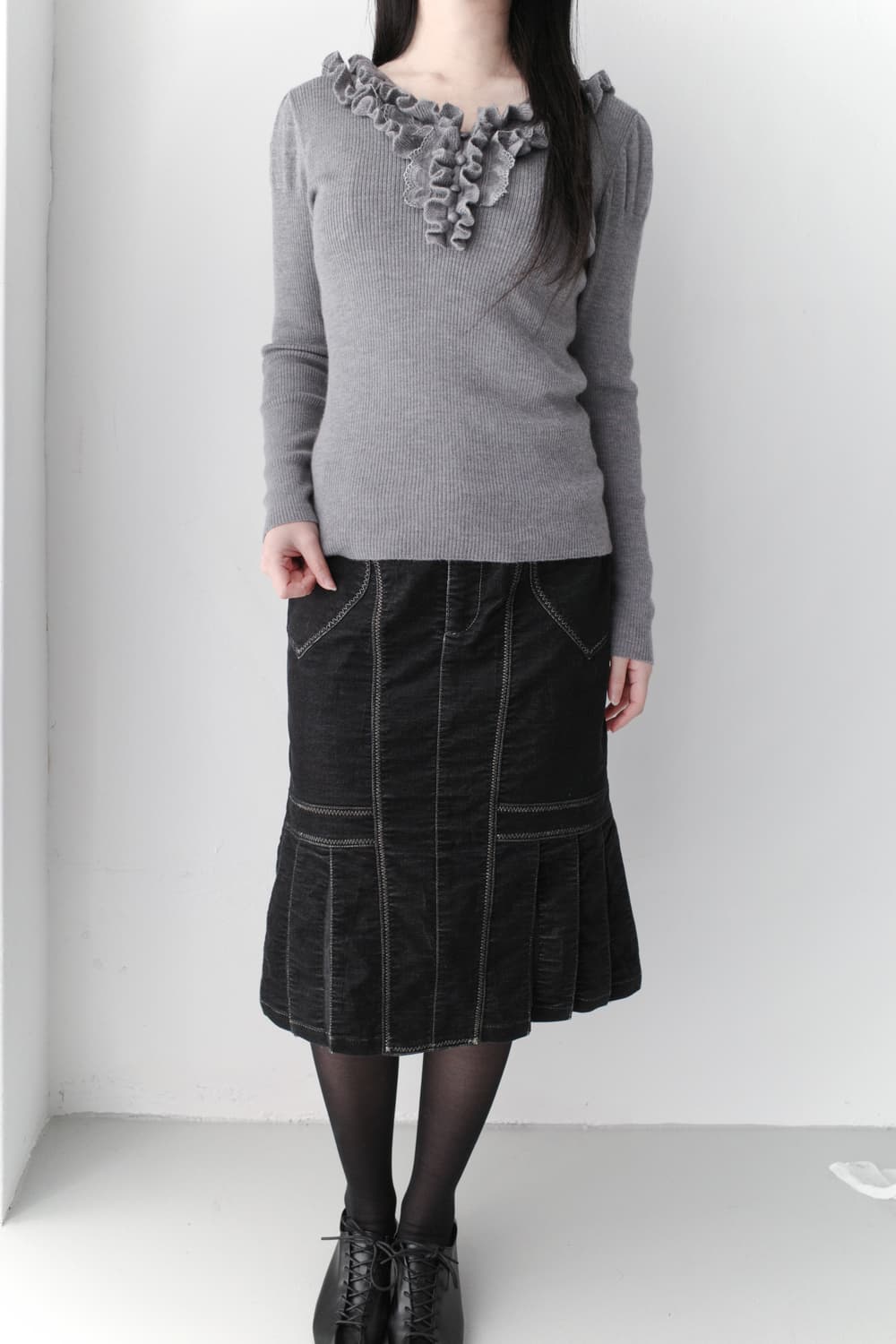 stitch pleats denim skirt  상품이미지8