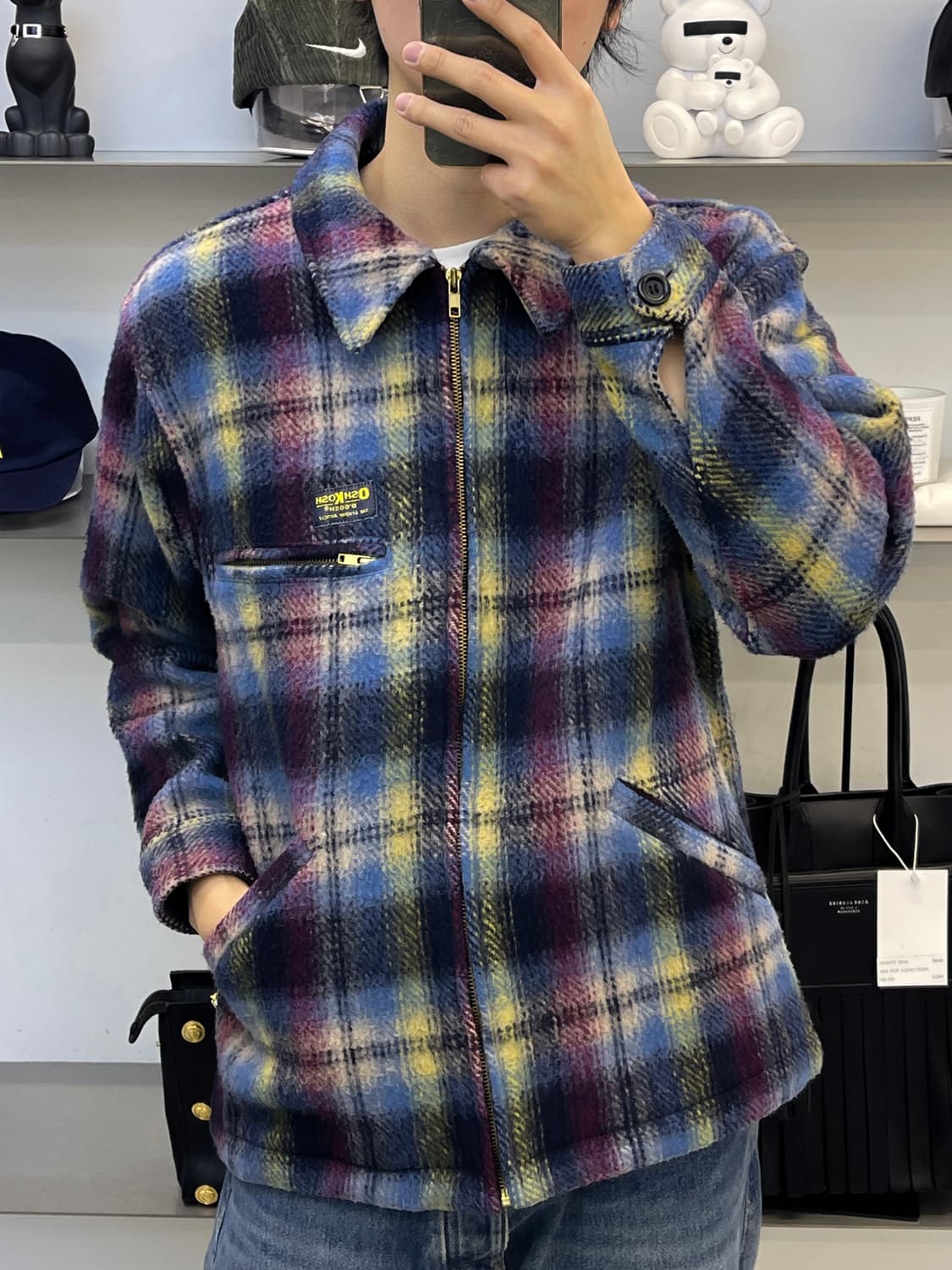 오시코시 타탄 체크 울 자켓 상품이미지2