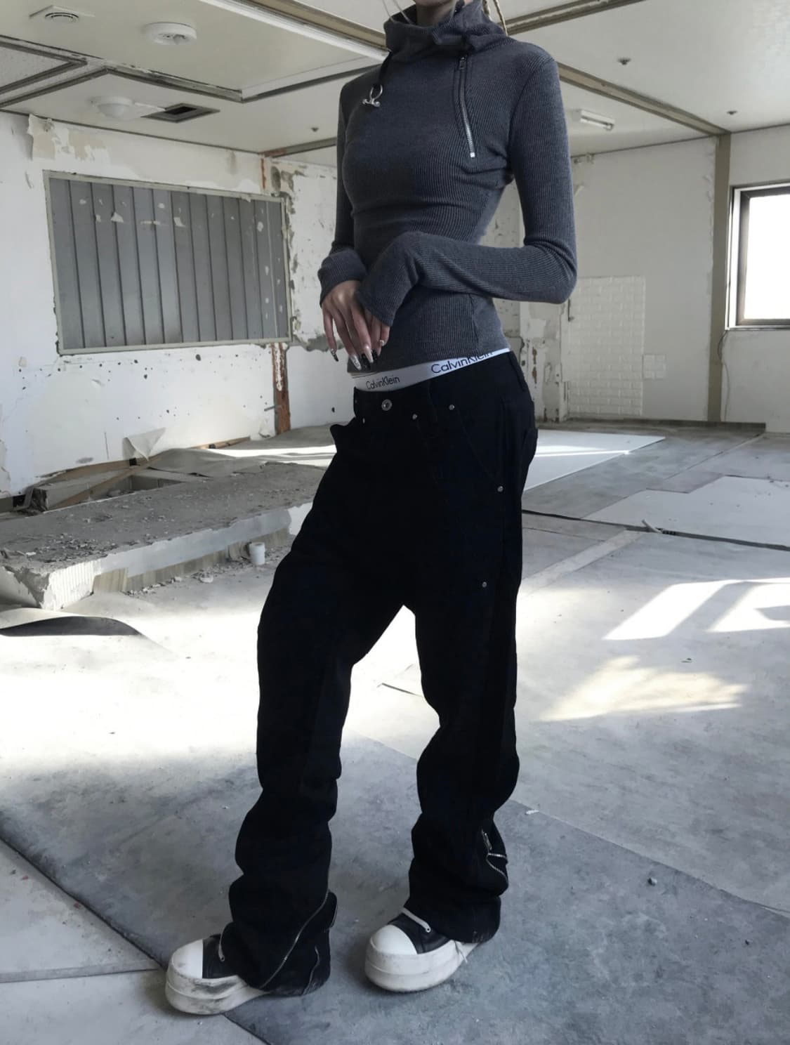 Kyoiii 쿄이 GRIND ZIP 카고 로우라이즈 팬츠 L 상품이미지3