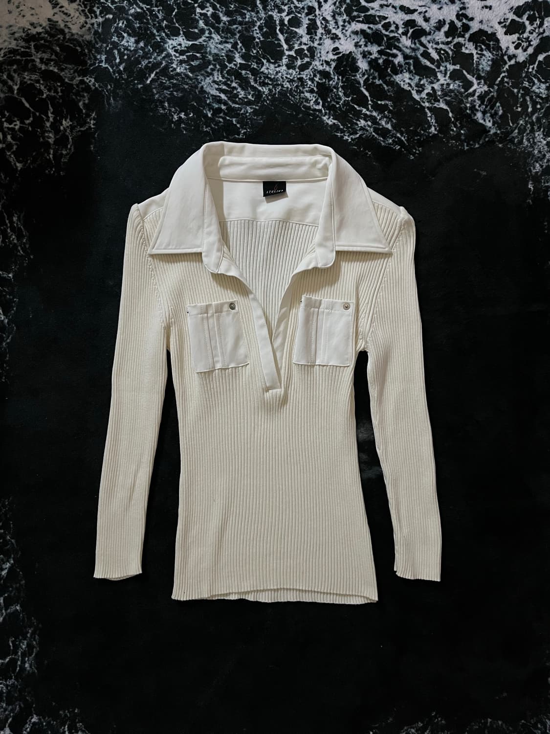 y2k 아이보리 딱붙카라롱슬리브 상품이미지1