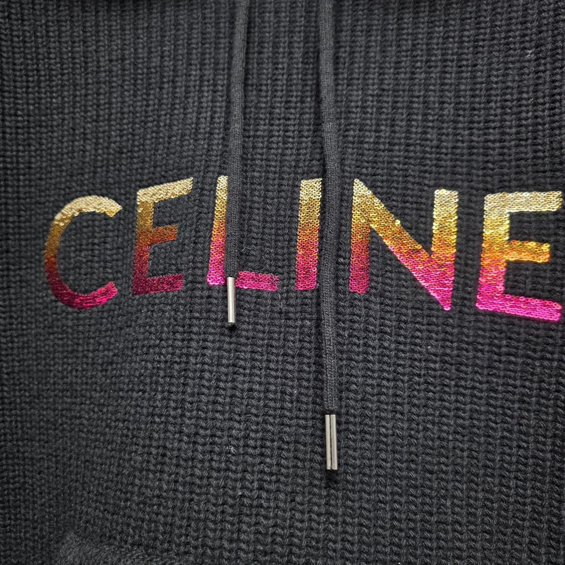 {Xs}[실측M~L]셀린느 리브드 니트 후드티 상품이미지3