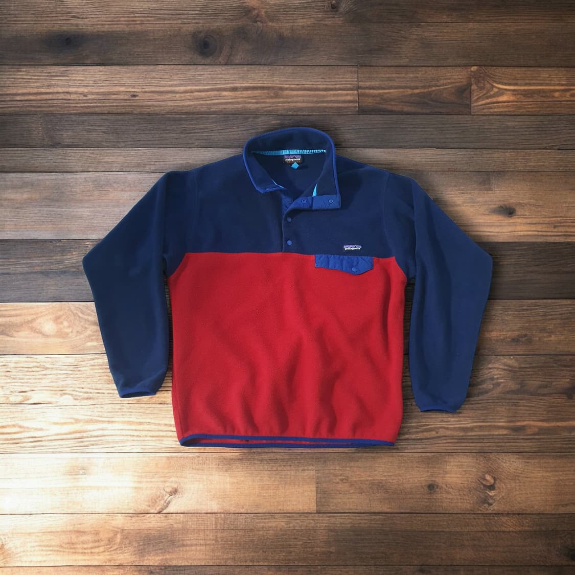 L(약105) 파타고니아 신칠라 투톤 플리스 후리스 블루 네이비 레드 상품이미지1