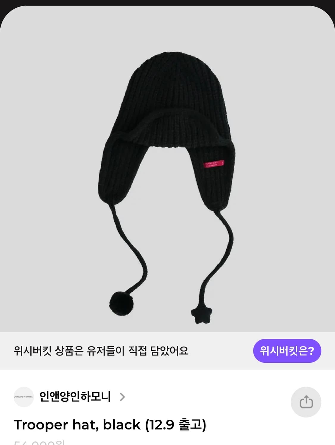 인앤양인하모니 트루퍼 햇(trooper hat) 삽니다! 상품이미지1