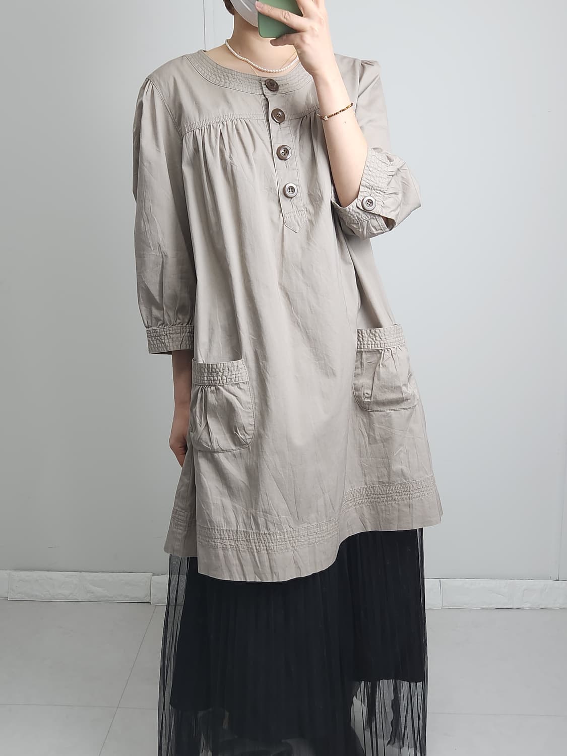 셔링 롱 블라우스 상품이미지2