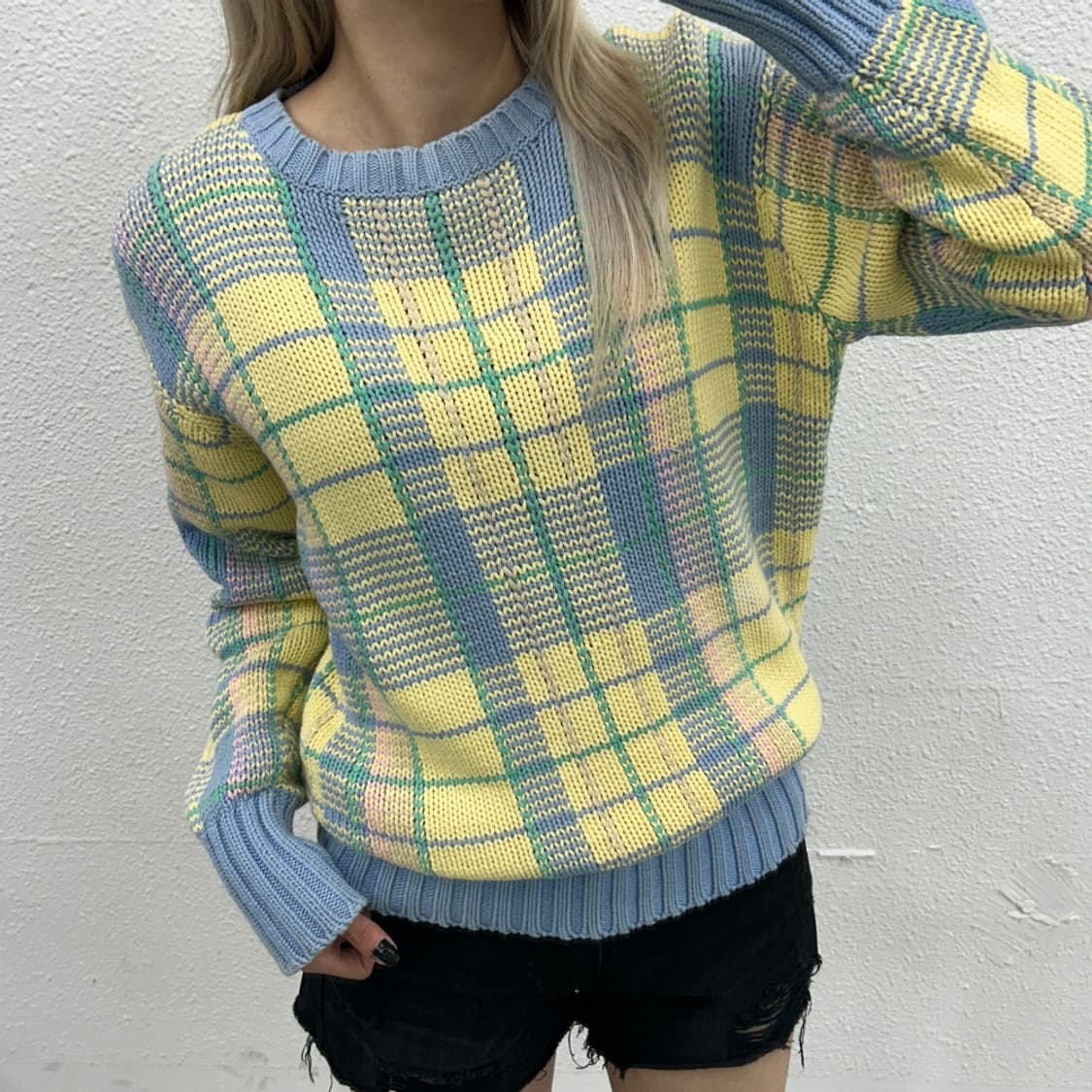 폴로 랄프로렌 파스텔 체크패턴 니트 M 상품이미지1