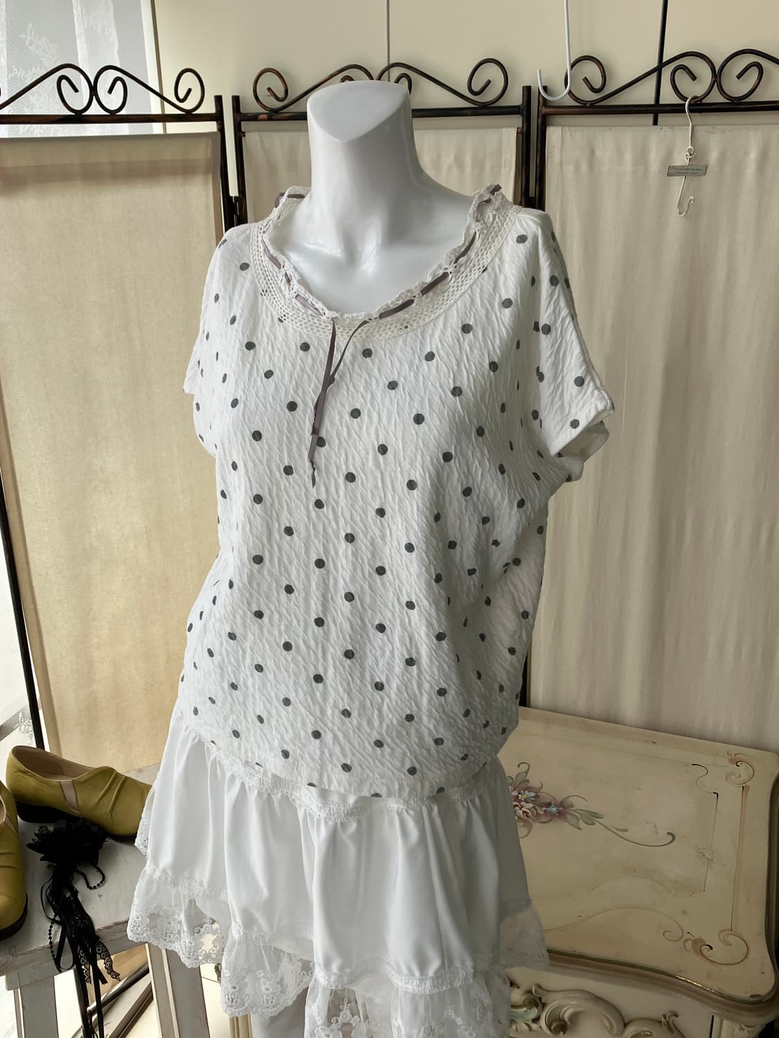 puff dot crochet blouse 상품이미지3