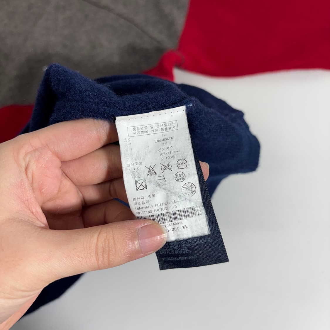 XL 타미힐피거 멀티컬러 기본로고 울100% 라운드니트 상품이미지4