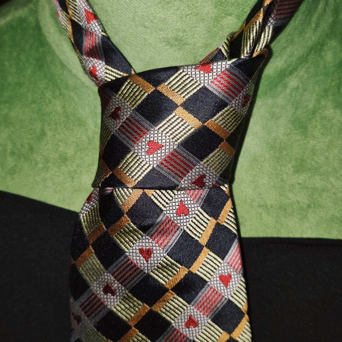 90s 모스키노 하트 타일 체크 실크 넥타이 상품이미지5