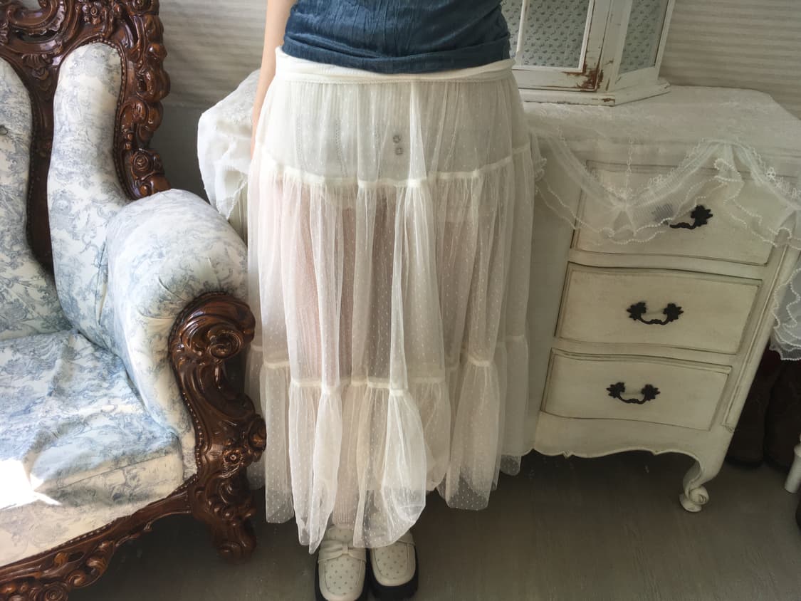 빈티지 도트 캉캉 레이스 스커트 상품이미지1