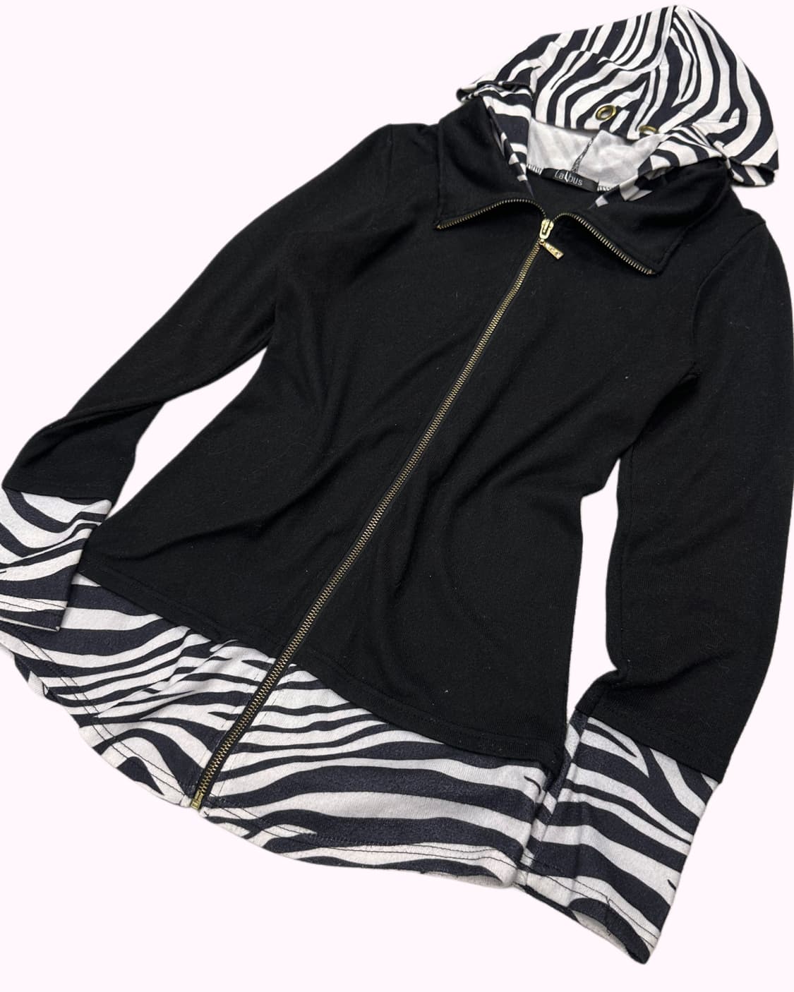 zebra layered knit hood zip-up 상품이미지4