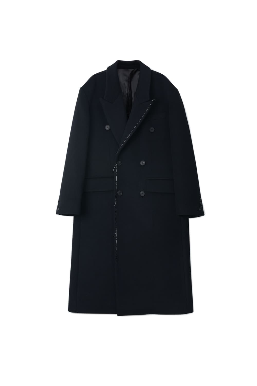 [L] STU 핸드 스티치 더블 코트 블랙 상품이미지1