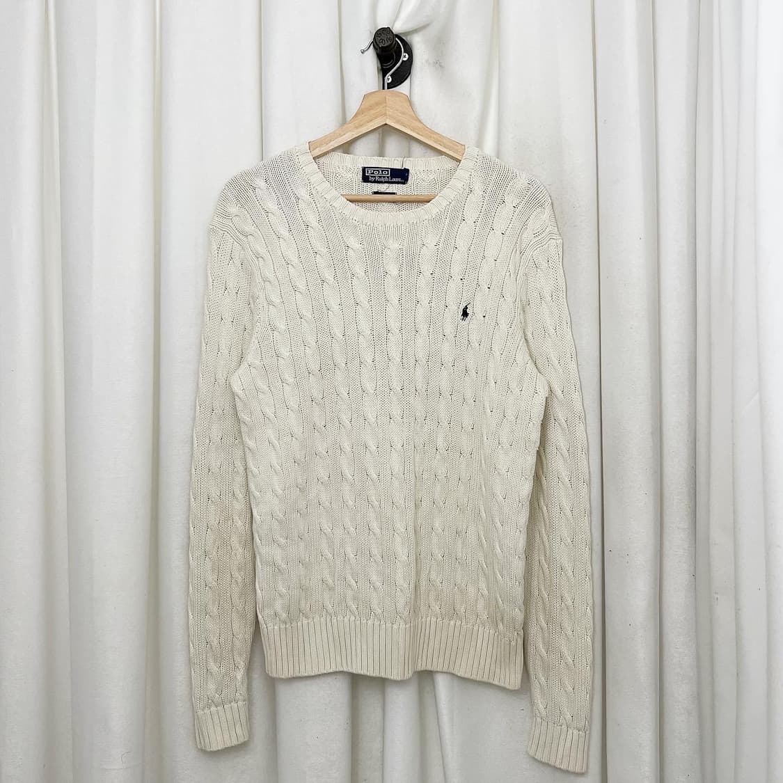 폴로 랄프로렌 아이보리 네이비포니 꽈배기 니트 상품이미지1