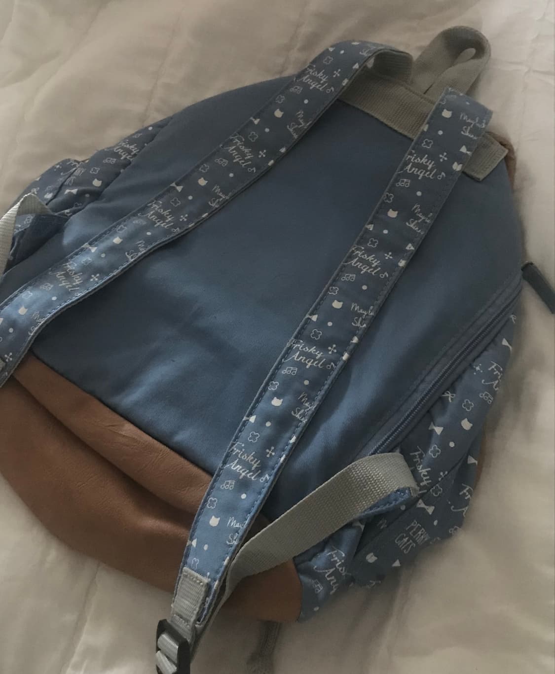 모리걸 y2k 고양이 패턴 가방 리본 백팩 하늘색 빈티지 일본 헤이세이 상품이미지3