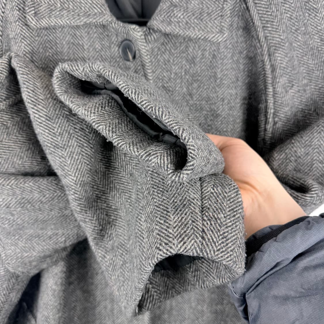 (F) 스튜디오 톰보이 해링본 발마칸 코트 그레이 상품이미지3