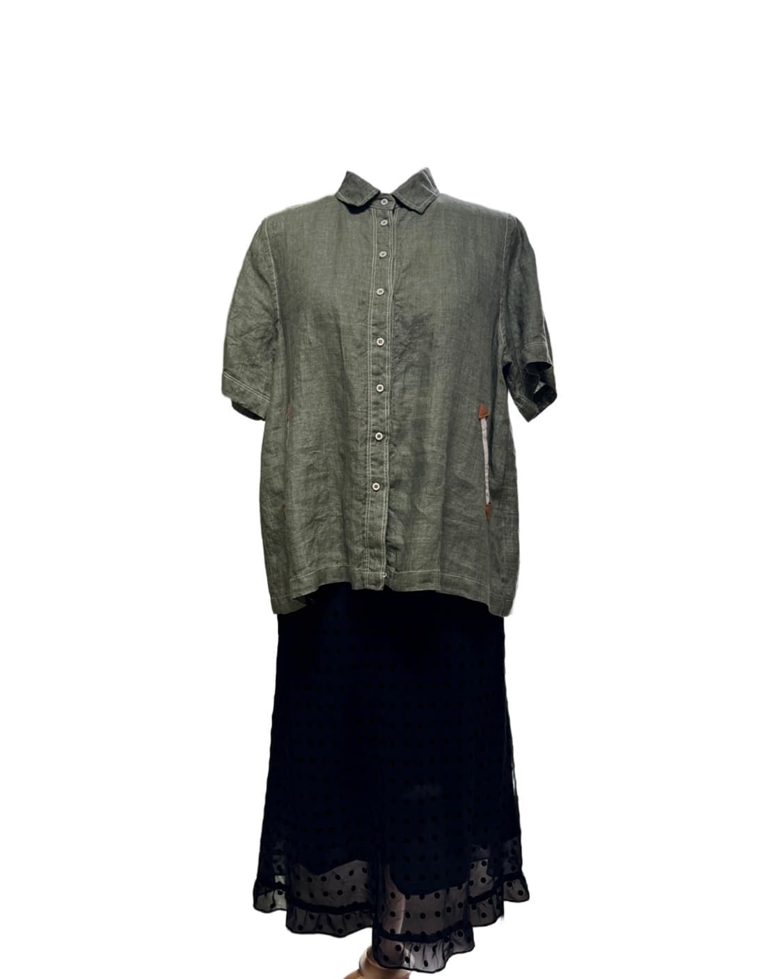 Deep green linen shirt 상품이미지6