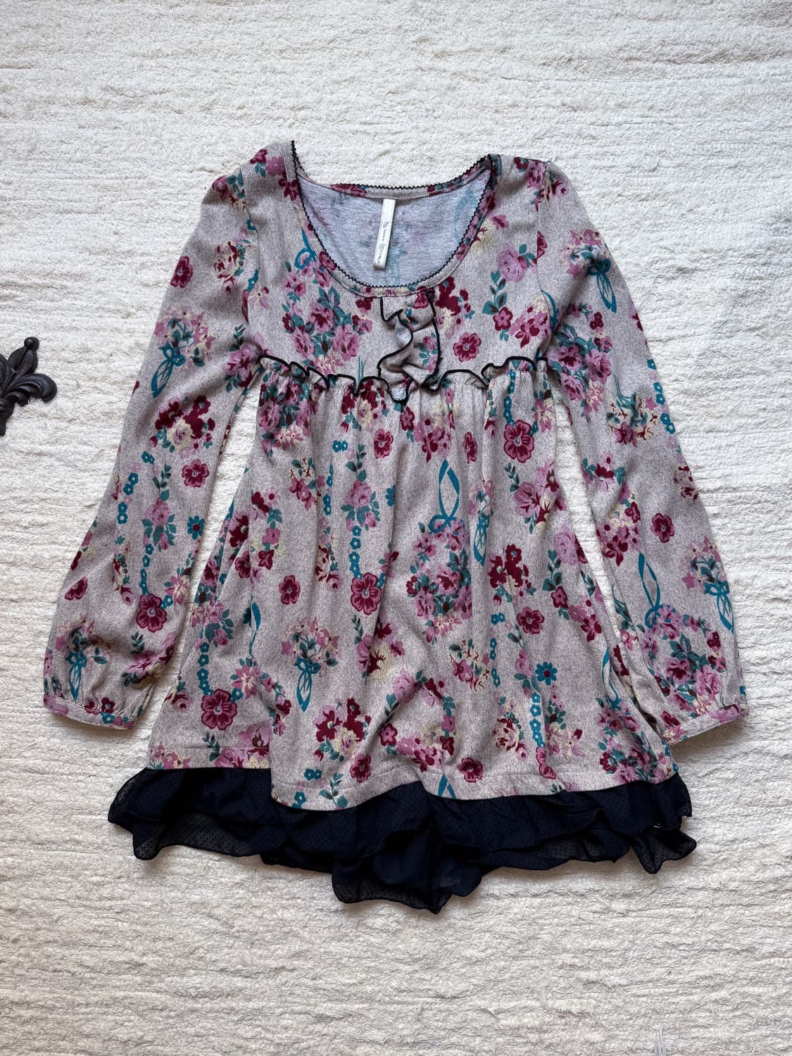 Floral Dot Lace Long T-shirt 0140 상품이미지5