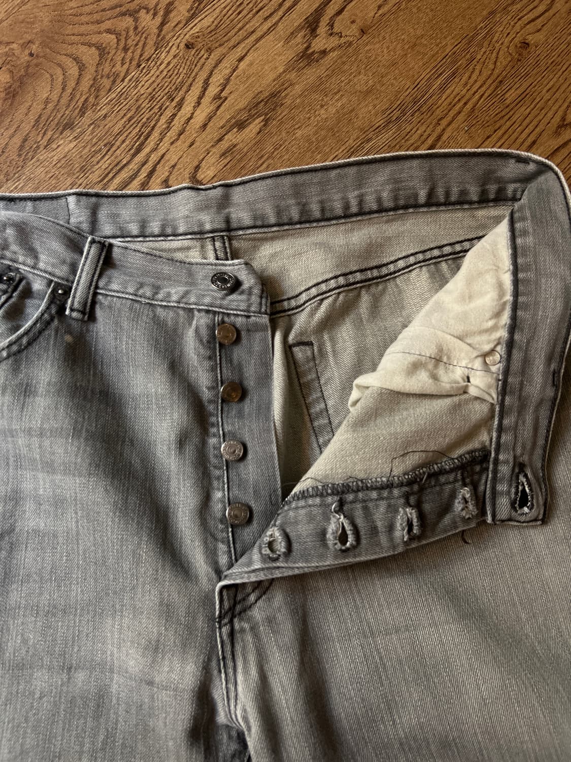 [36]리바이스 USA 501 빈티지 워싱 그레이 데님 팬츠 상품이미지3
