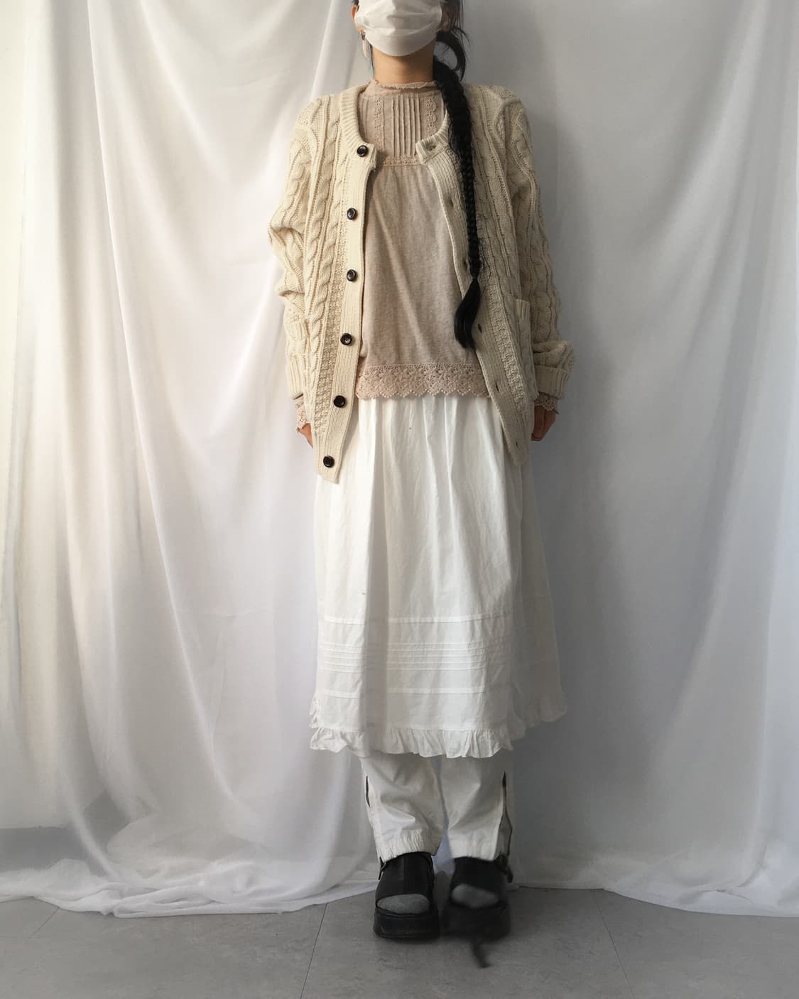 Cable pattern knit cardigan 상품이미지7