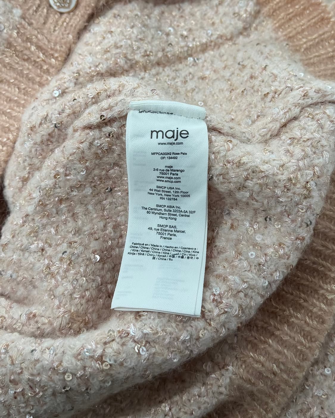 마쥬 핑크 스팽글 브이넥 가디건 상품이미지8