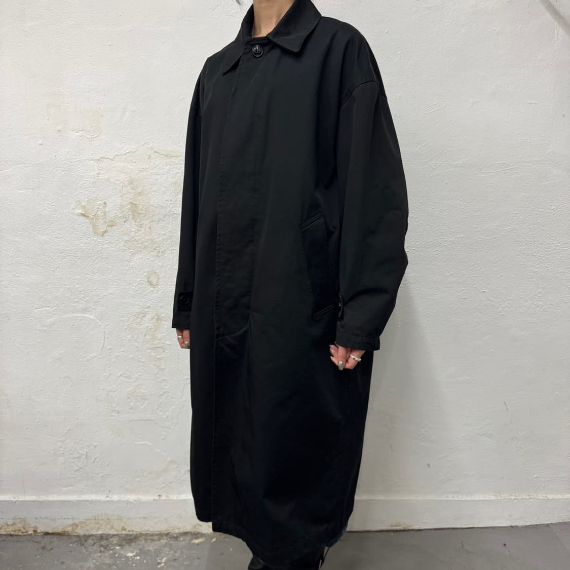 프릭스스토어(Freak's store) 블랙 코튼 루즈 스탠칼라 코트 상품이미지1