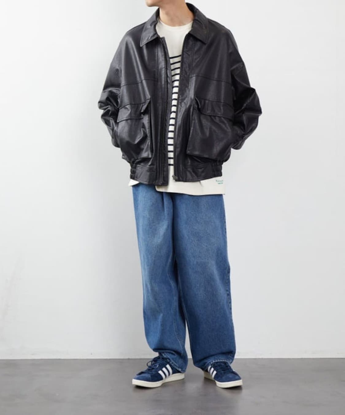 프릭스스토어 빅실루엣 리사이클 레더 자켓 블루종 Free 상품이미지10