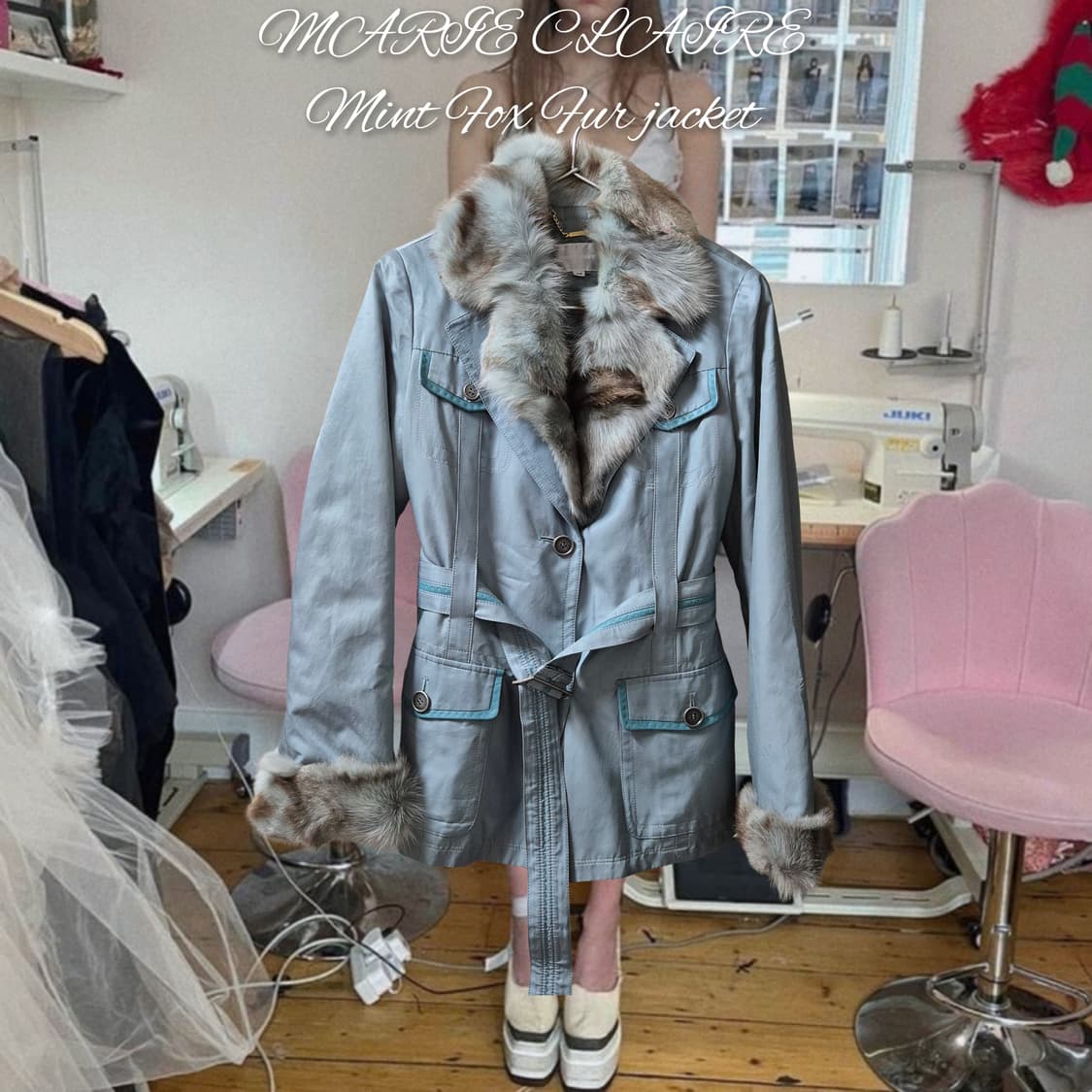 MARIE CLAIRE Mint Fox Fur jacket 상품이미지1