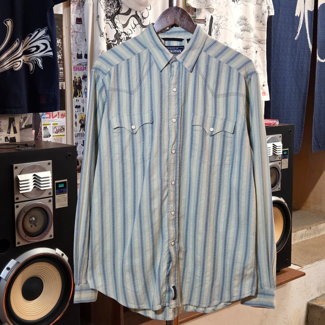 USA 빈티지 에스닉 스트라이프 민트 셔츠 상품이미지2