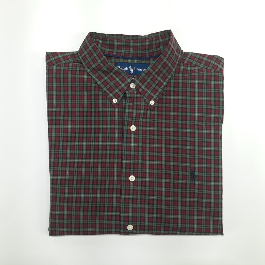 Co886 2XL 폴로 랄프로렌 버건디그린 스몰타탄체크 긴팔 셔츠 남방 상품이미지8
