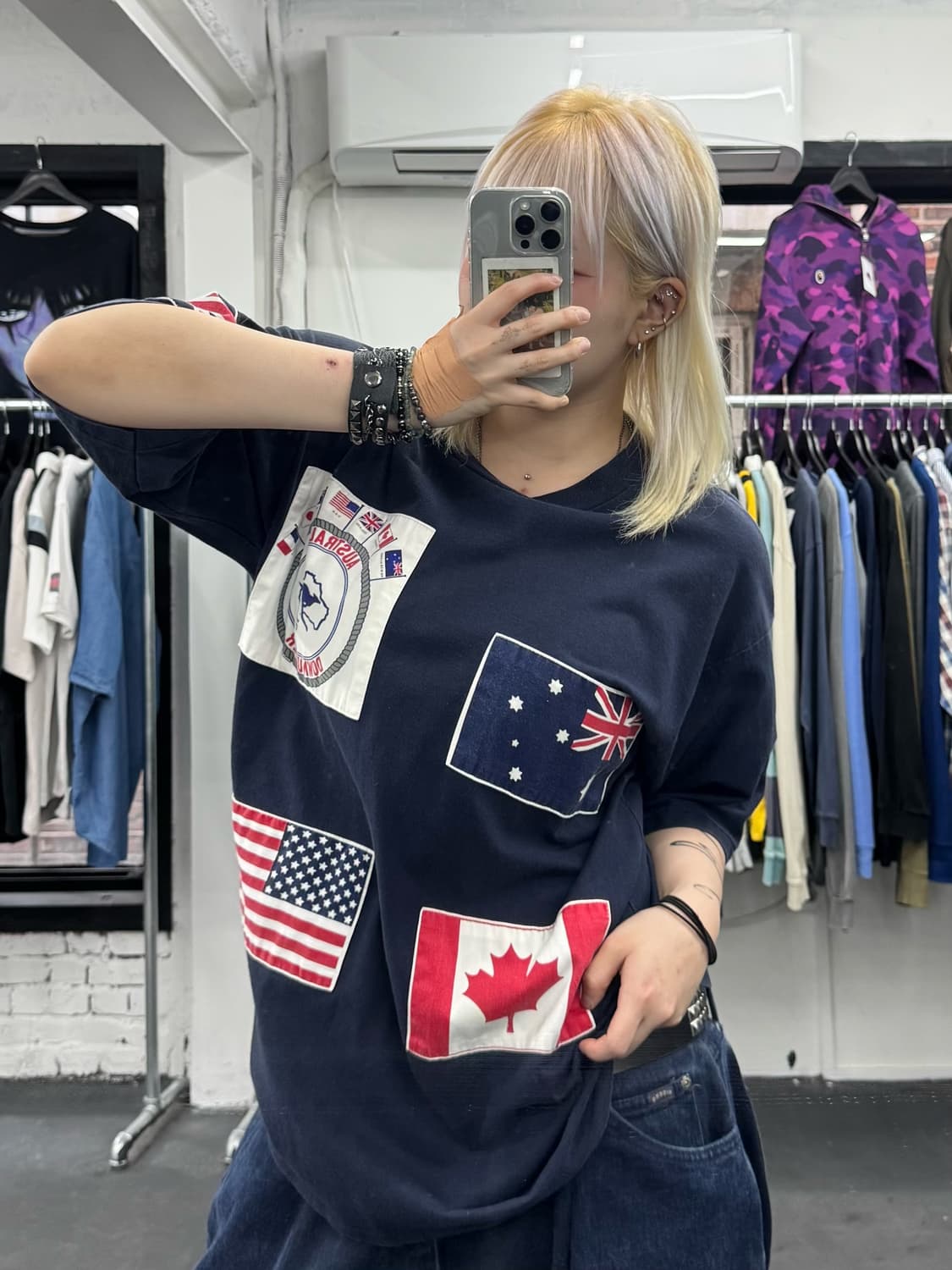 VTG USA 플래그 패치 티셔츠 상품이미지4