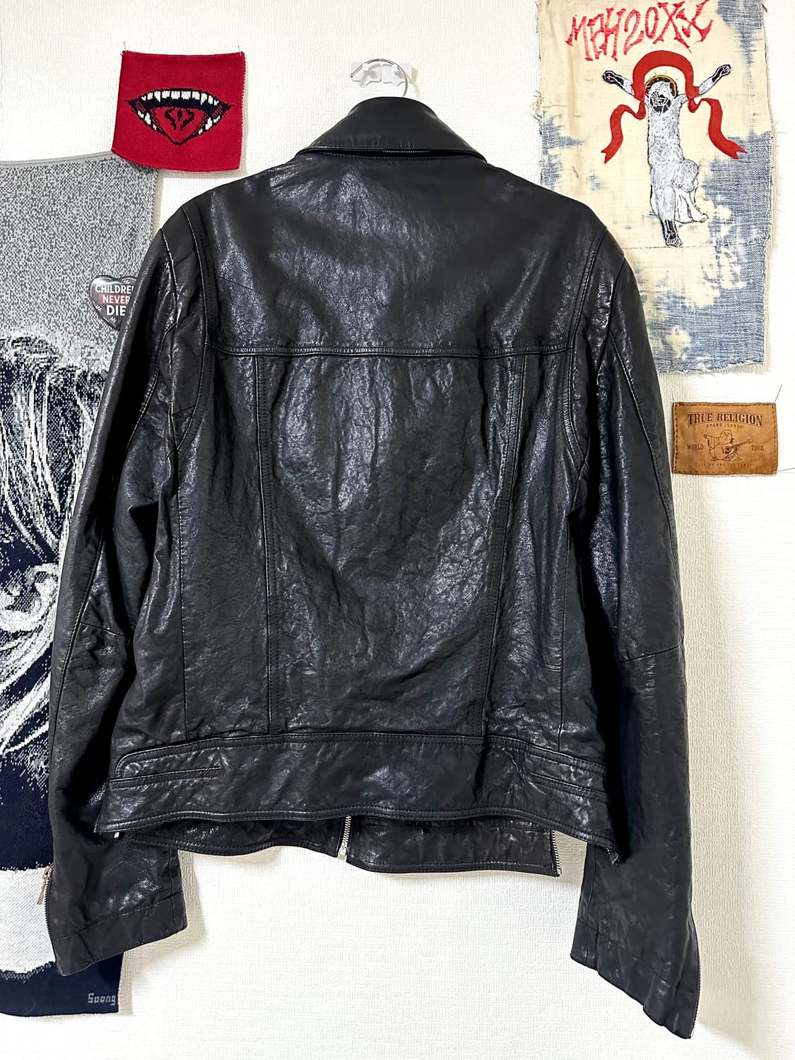 SYSTEM HOMME 멀티 지퍼 디테일 램스킨 레더 자켓 상품이미지6