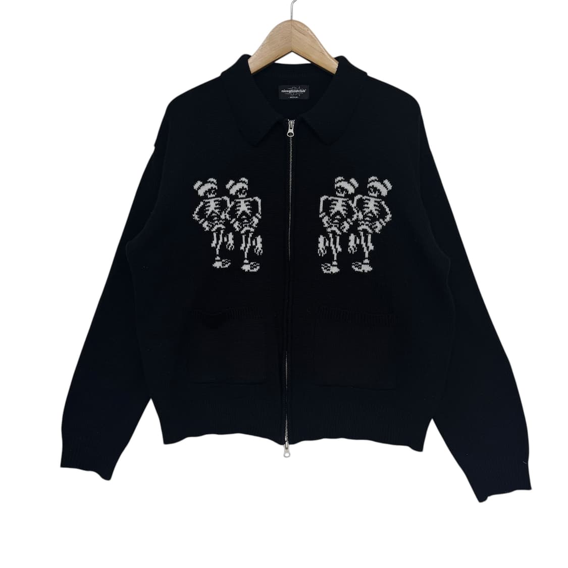 나이스고스트클럽 댄싱 스켈레톤 니트집업 상품이미지1