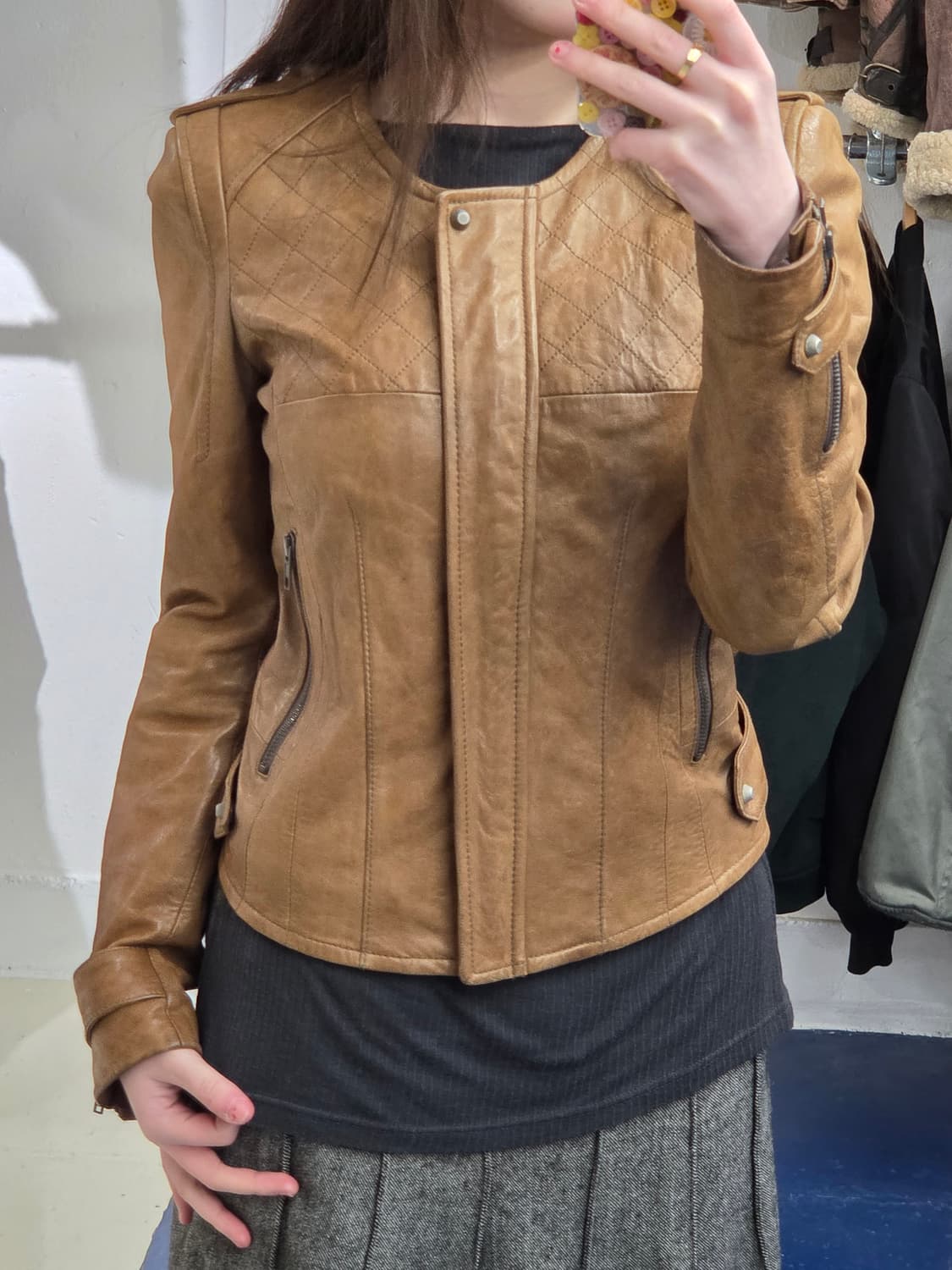 on n on lambskin 양가죽 레더자켓 상품이미지1