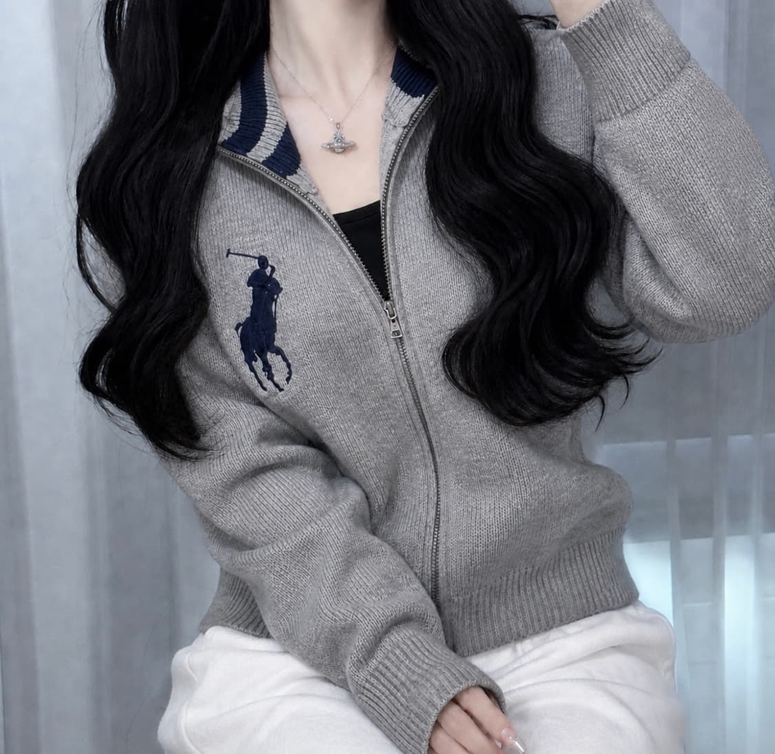 🐰폴로 랄프로렌 빅포니 그레이 니트 집업🪽 상품이미지1