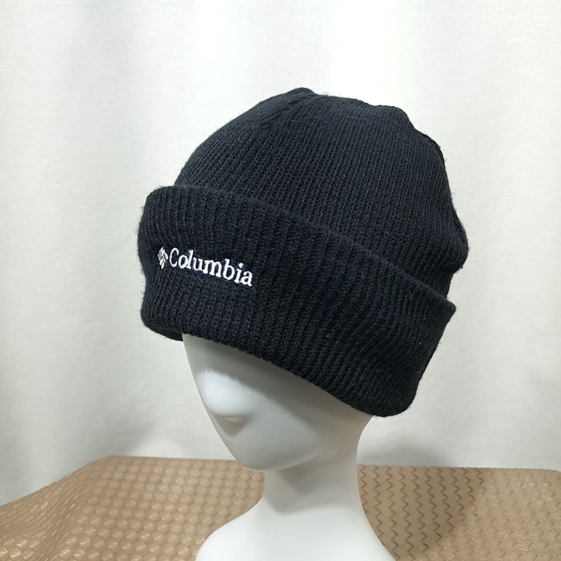 대만판 콜롬비아 90s 블랙 립 니트 화이트 자수 로고 비니 P2014 상품이미지2