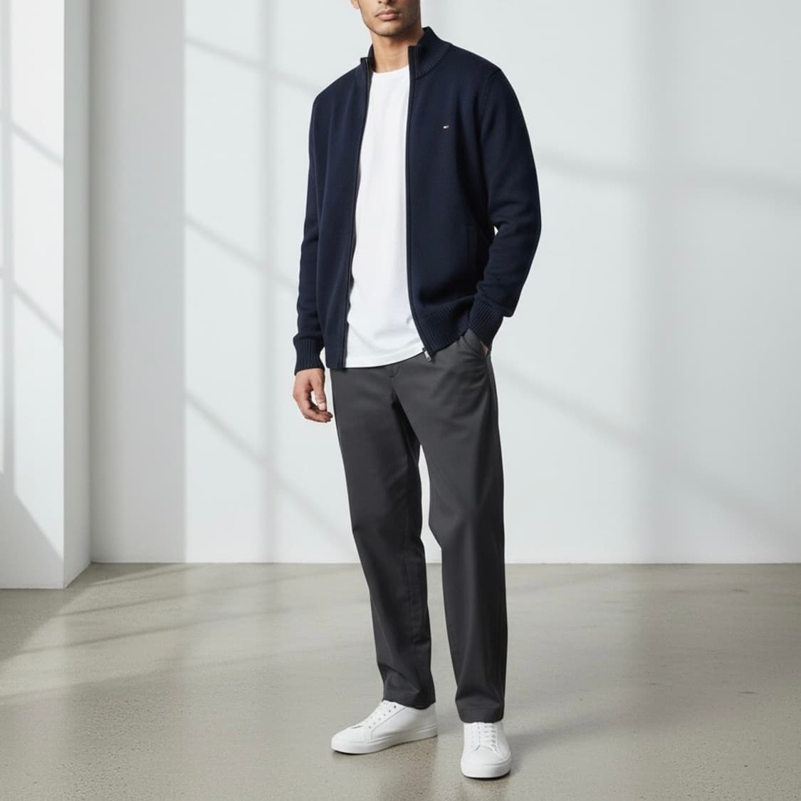 [M] Tommy 타미힐피거 네이비 코튼 집업 니트 상품이미지6