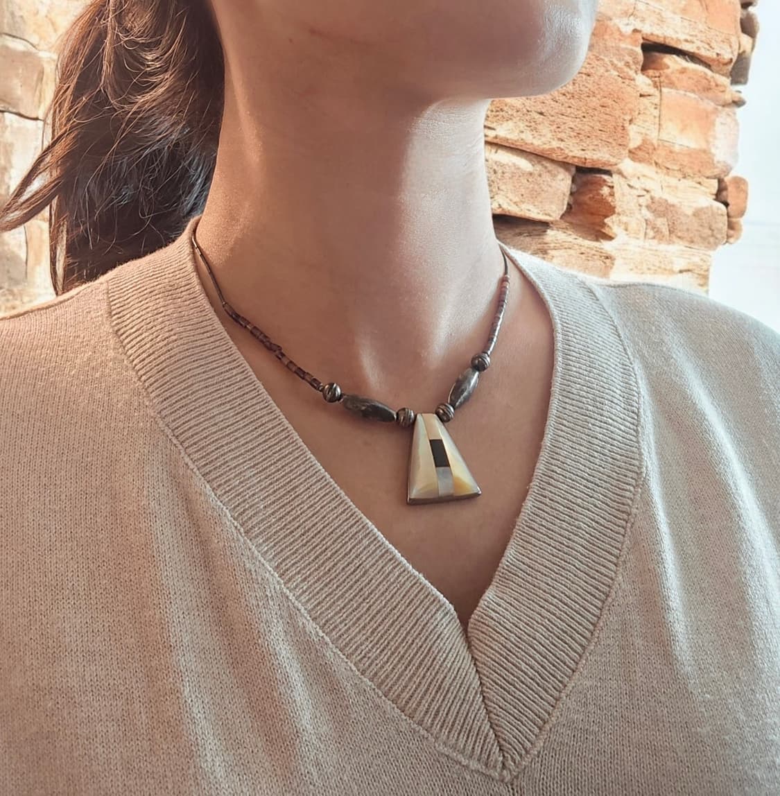 🇺🇸네이티브 아메리칸 실버 자개 은 목걸이 상품이미지2