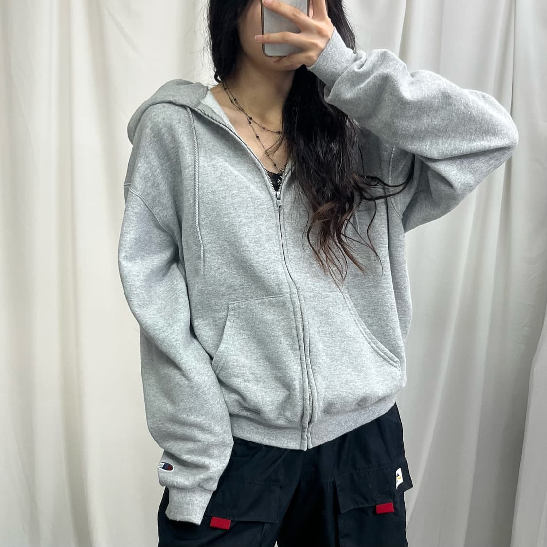 Champion gray hood zip-up 상품이미지2