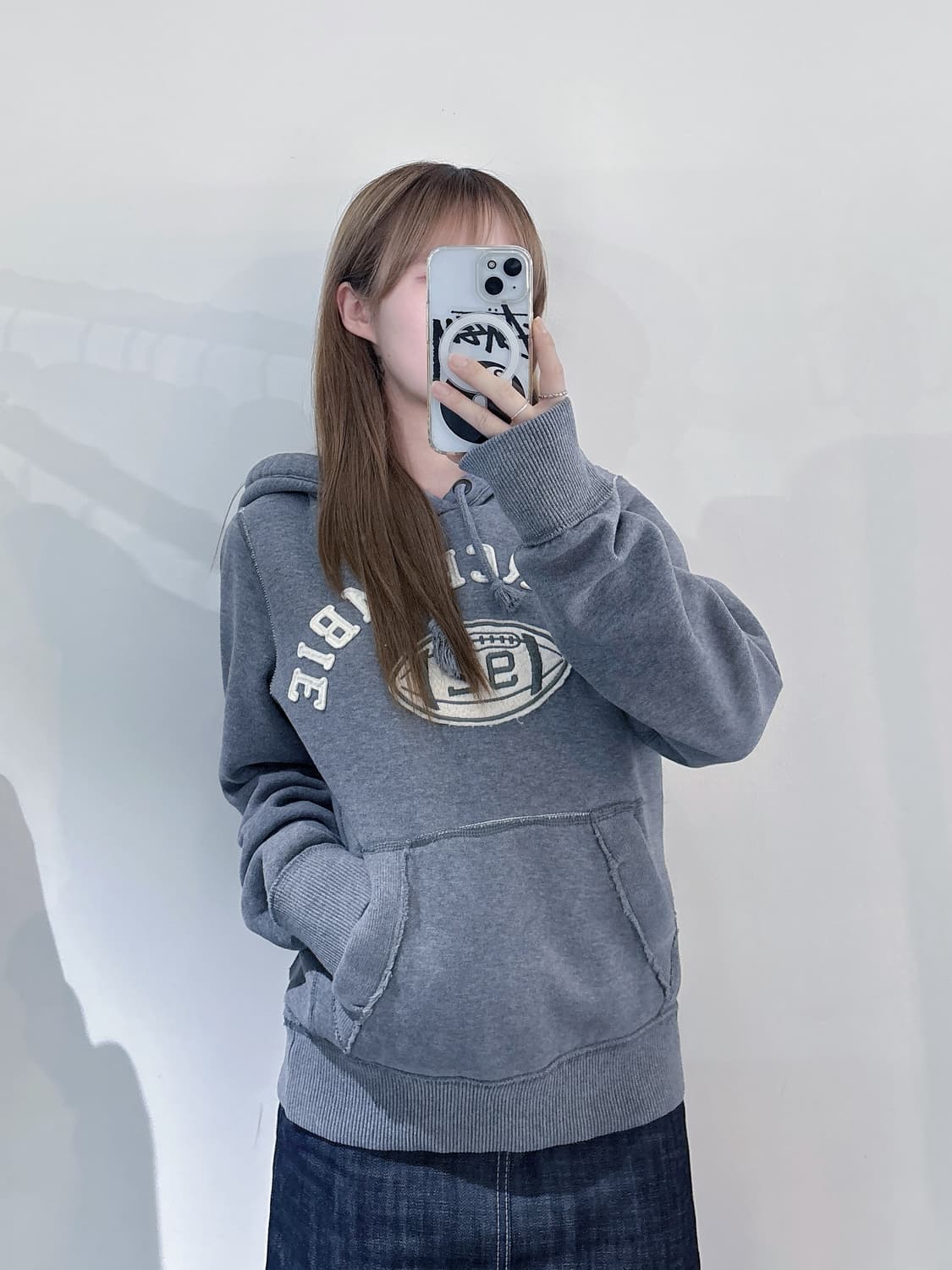 아베크롬비 빅로고 그레이 헤비스웻 후드 상품이미지2