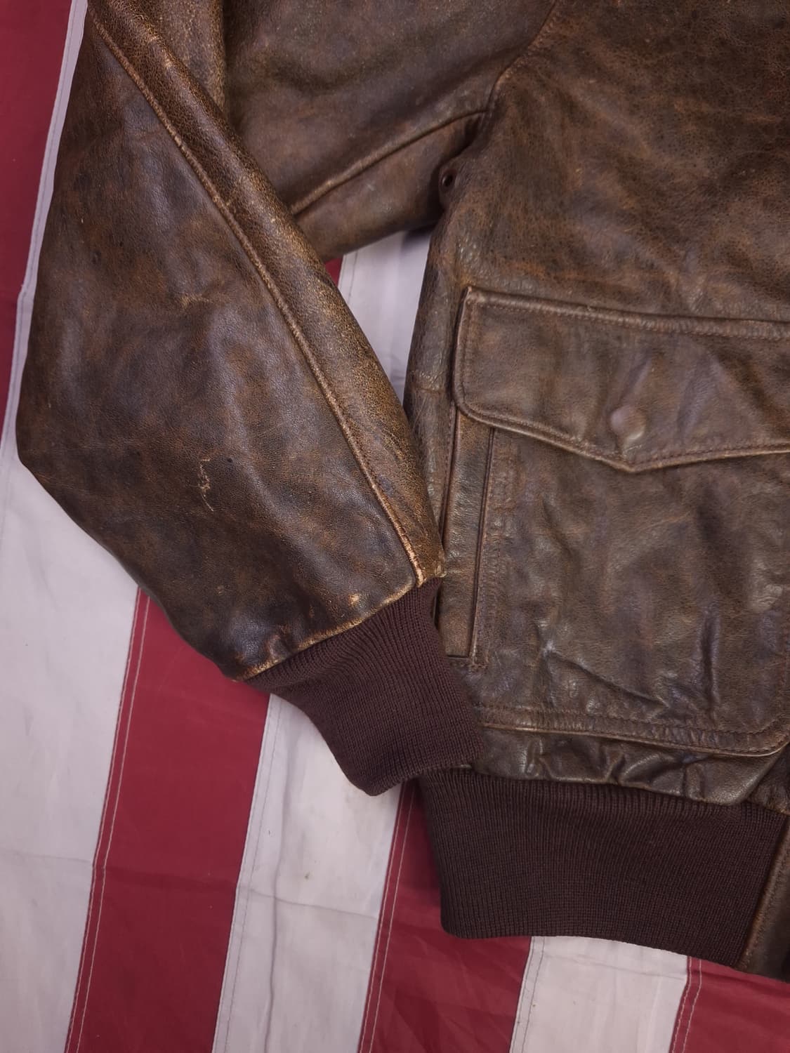 90's 미국제조 리얼레더 A-2 항공자켓 상품이미지6