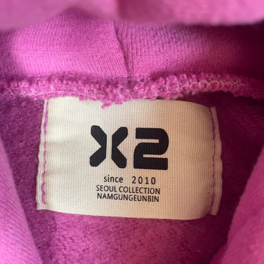 X2 화이트 빅 프린팅 핑크 기모 후드티 F 상품이미지4